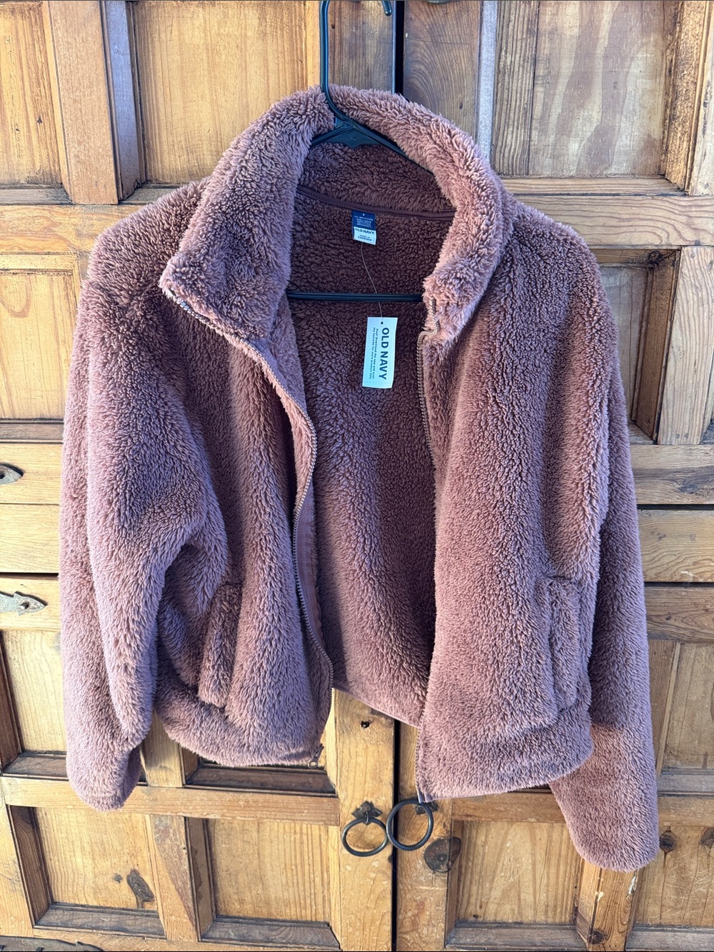 Old Navy Plush Teddy Jacket in Dusty Mauve
